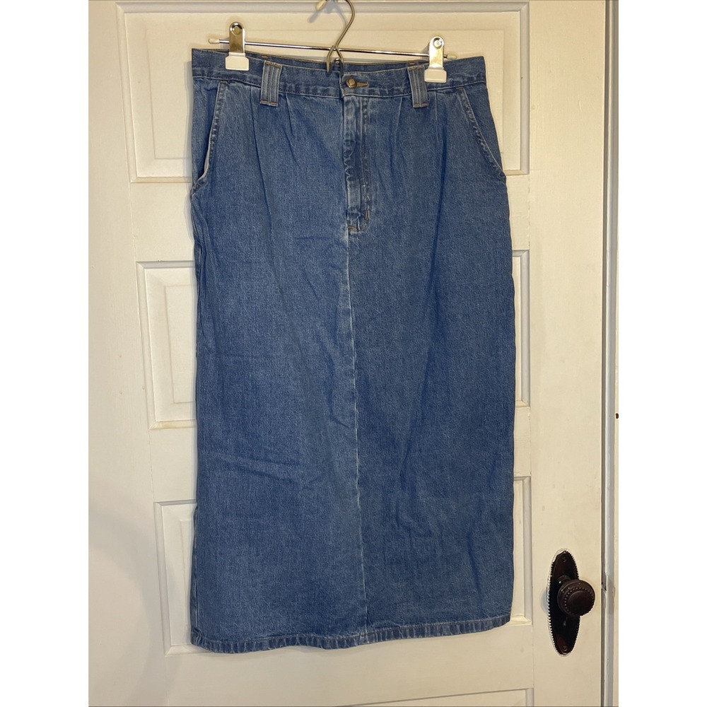 Vintage Crossroads Denim Midi Maxi Skirt 14 Jeans Back Slit